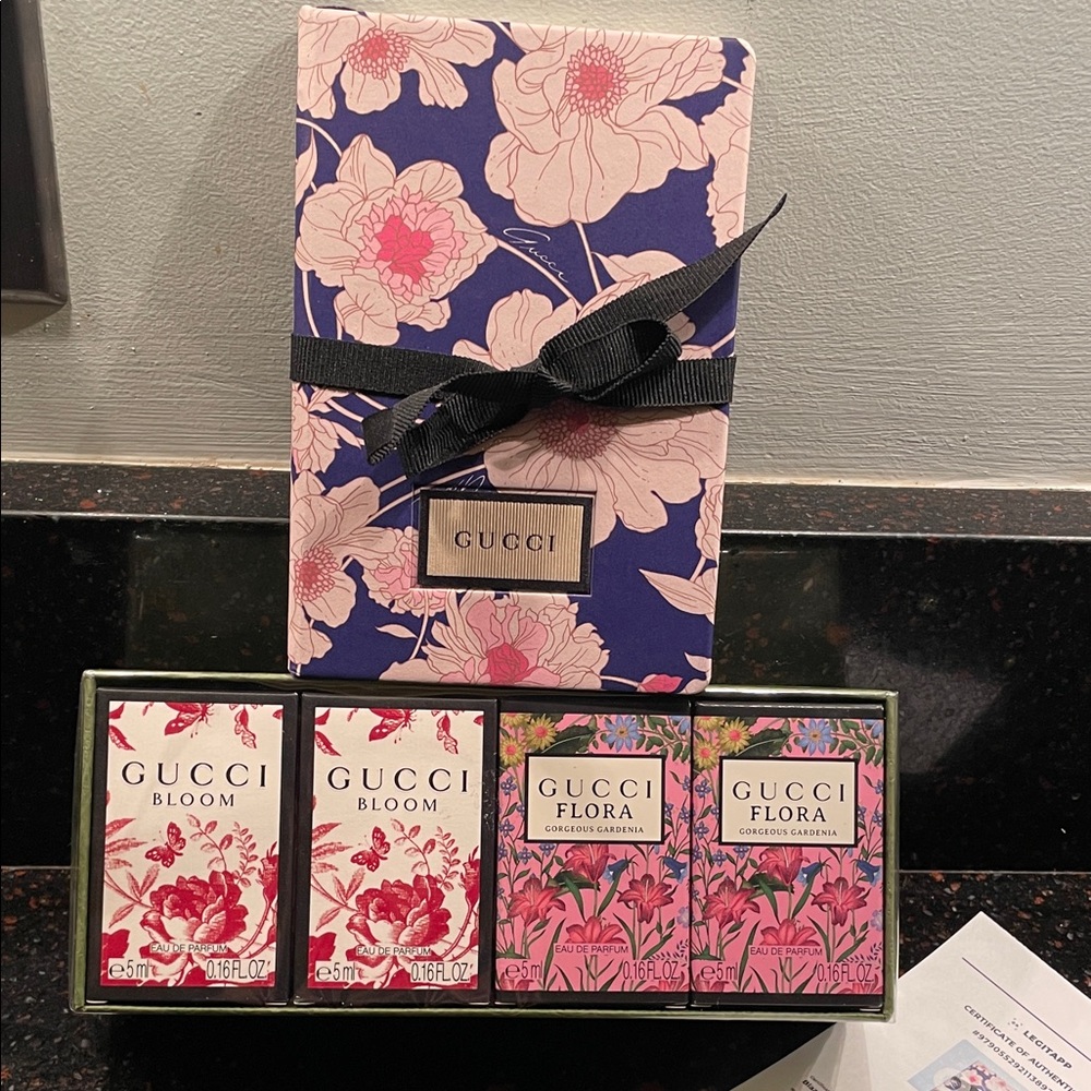 Gucci Bloom & Flora Fragrance Collection - Pink and Blue 5 piece set